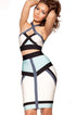 Sexy Patchwork Halter High-waisted Bandage Skirt Set